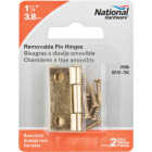 National 1-1/2 In. Brass Loose-Pin Narrow Hinge (2-Pack) Image 2